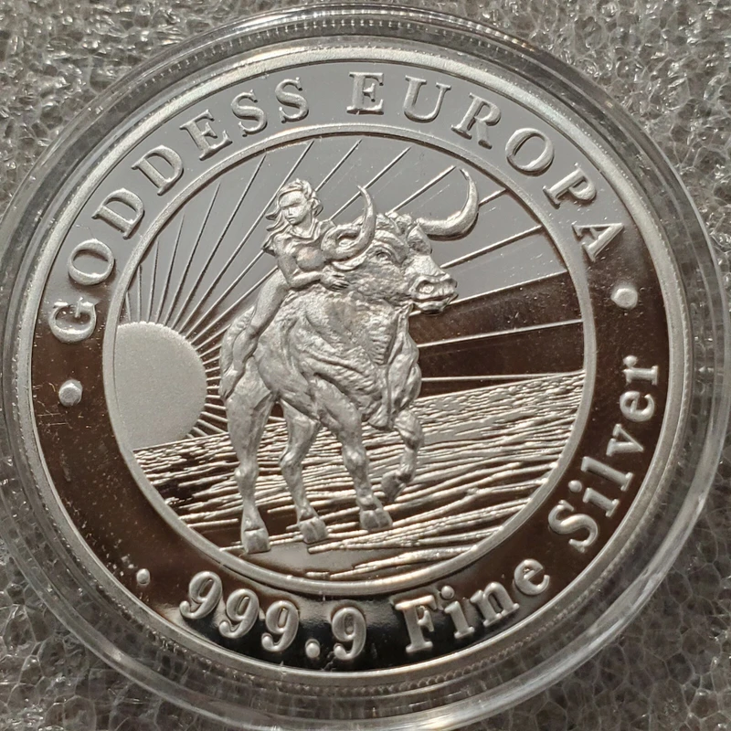 

Goddess Europa Commemorative Coin, .9999 Fine Silver, Mythological Greek Theme, Non-Circulating Silver Piece