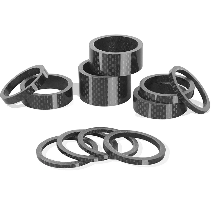 BUCKLOS Fahrrad-Headset-Unterlegscheibe, 11 Stück, Carbonfaser-Vorbau-Abstandshalter, flexibel, 1 1/8 Zoll Mountainbike-Vorbau, Vorderradgabel-Headset-Unterlegscheibe