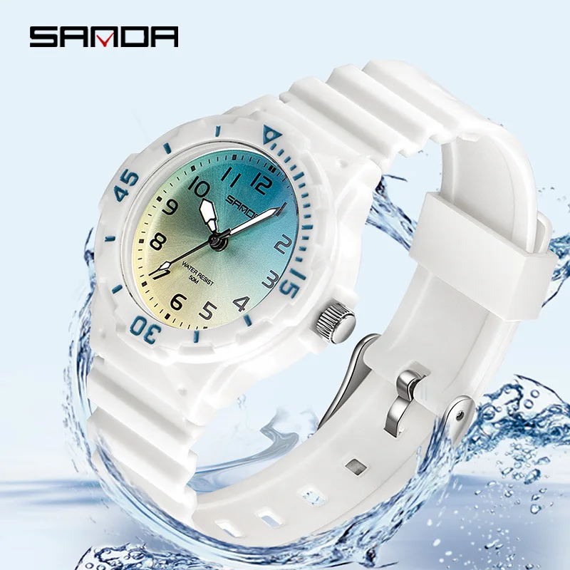 SANDA-Reloj de pulsera de cuarzo para Mujer, cronógrafo informal con manecillas luminosas, resistente al agua hasta 50M, 6011