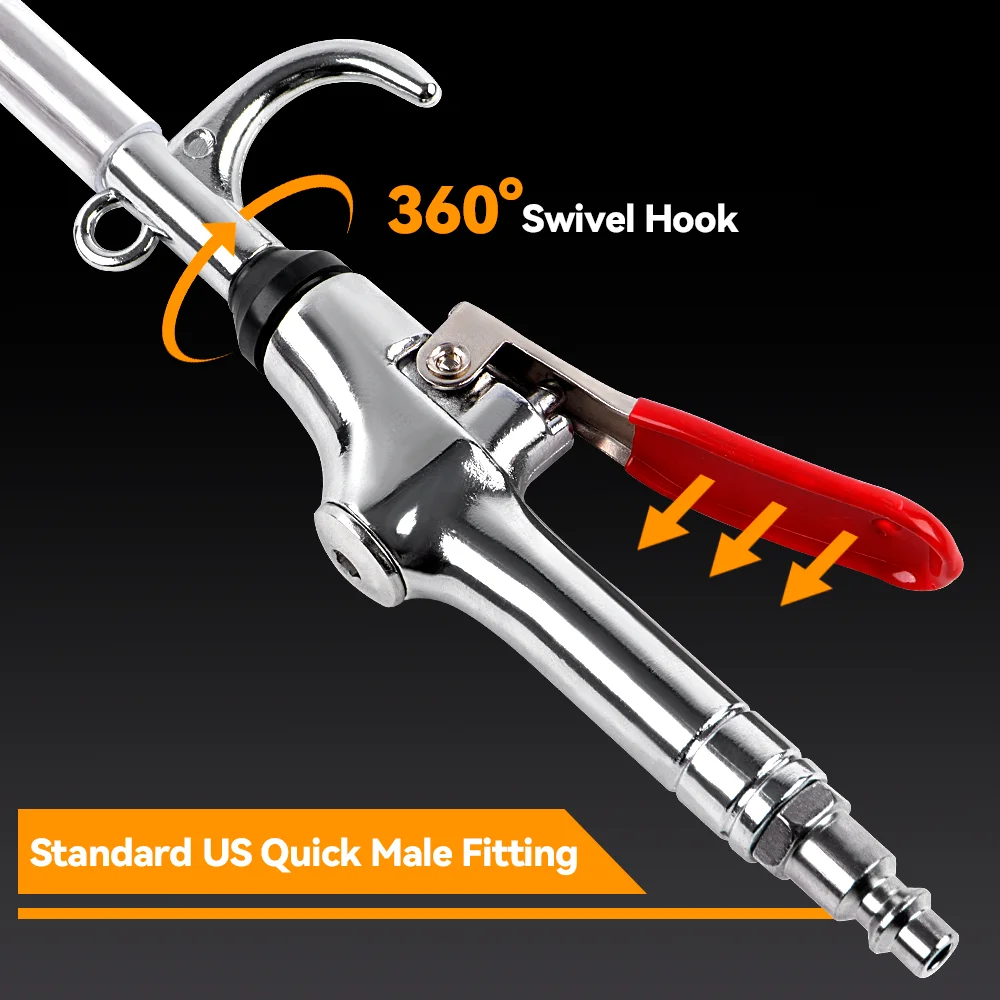 High Volume Powerful Industrial Air Blow Gun Extensible Stainless Steel Air Flow Nozzle, Pneumatic Air Compressor Accessories view 4