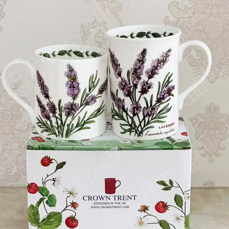 Cup Lavender Pattern Mug Nordic Style Ceramic Coffee Cups Household Tea Mugs Water Cups Ceramics Tableware Crafts Household Use