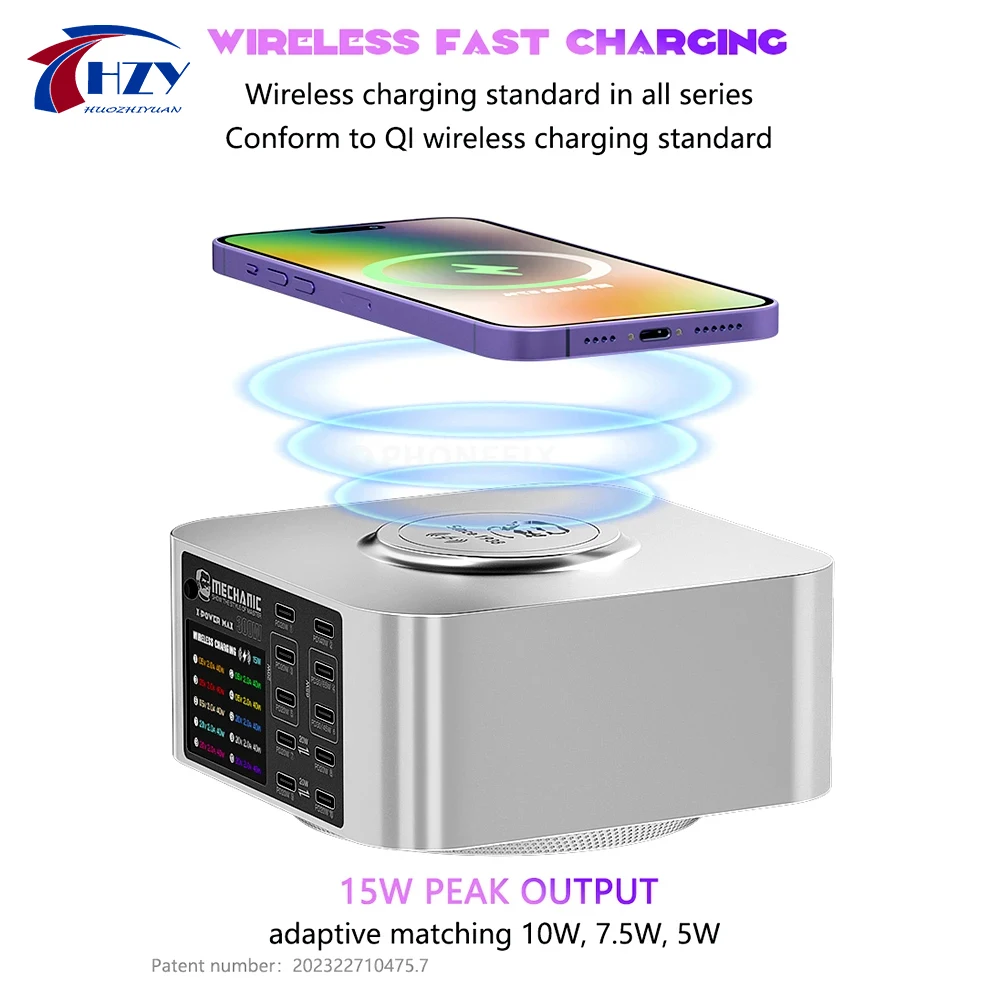 Mechanic X-POWER Plus Max Wireless Charger Station 10 Ports QC3.0 PD3.1 Quick Charge For iPhone 15 14 13 11Pro Max Xiaomi Laptop