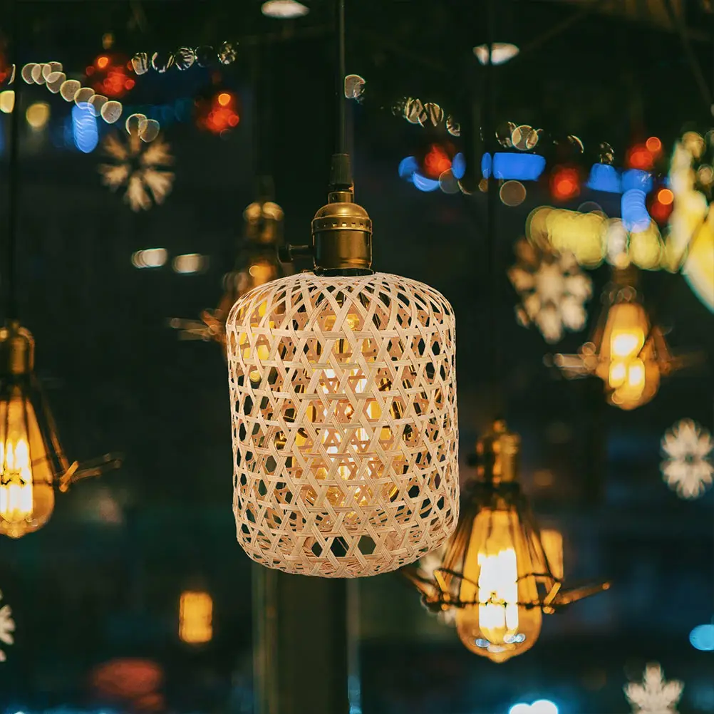 

Rustic Handmade Bamboo Lampshade Weaving Pendant Lamp Cover Ceiling Light Decor Home Weaving Lampshade Ceiling Light Cover