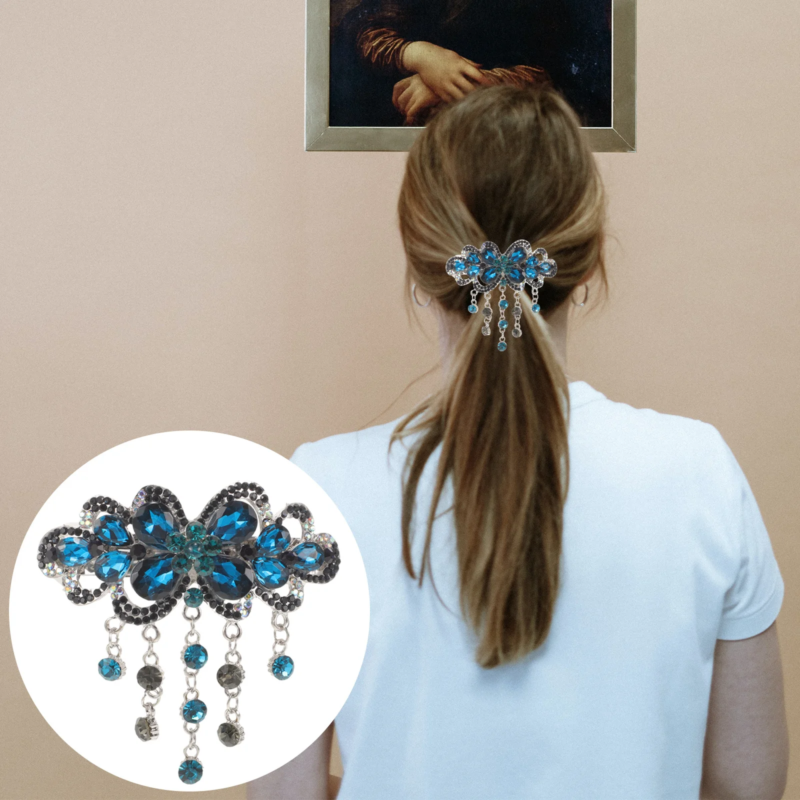 1 قطعة مشبك شعر على شكل زهرة من حجر الراين دبوس شعر ربيعي أنيق لحفلات الزفاف ومقبض تصفيف للحفلات والارتداء اليومي #2
