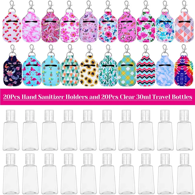 Keychain Holders Hand Sanitizer Holders 30ML Empty Travel Size Bottle Set Reusable Bottles Keychain Carriers for Hand Sanitizer