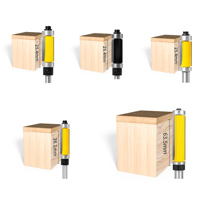 Flush Trim Bit with Double Bearing Router Bit 6.35MM 8MM 12MM 12.7MM Woodworking Milling Cutters for Wood Bit End Milll Tools