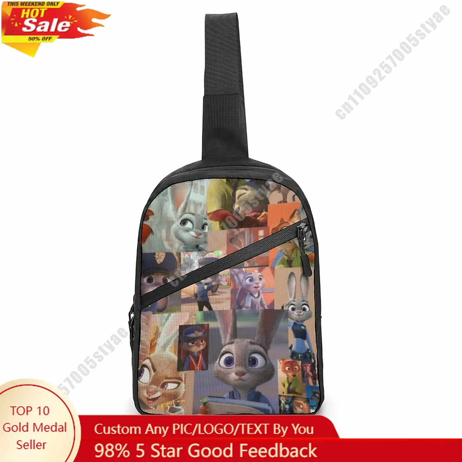 

Judy Hopps Chest Bag Disney Customized Personalized Photos Text Logo Lightweight Travel Sling Waterproof Shoulder Bag