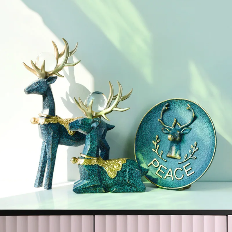 

Lucky Deer Resin Crafts, Northern European-Style, Living Room Decoration, Wine Cabinet Ornament, Vintage Home Decor, Peace Love