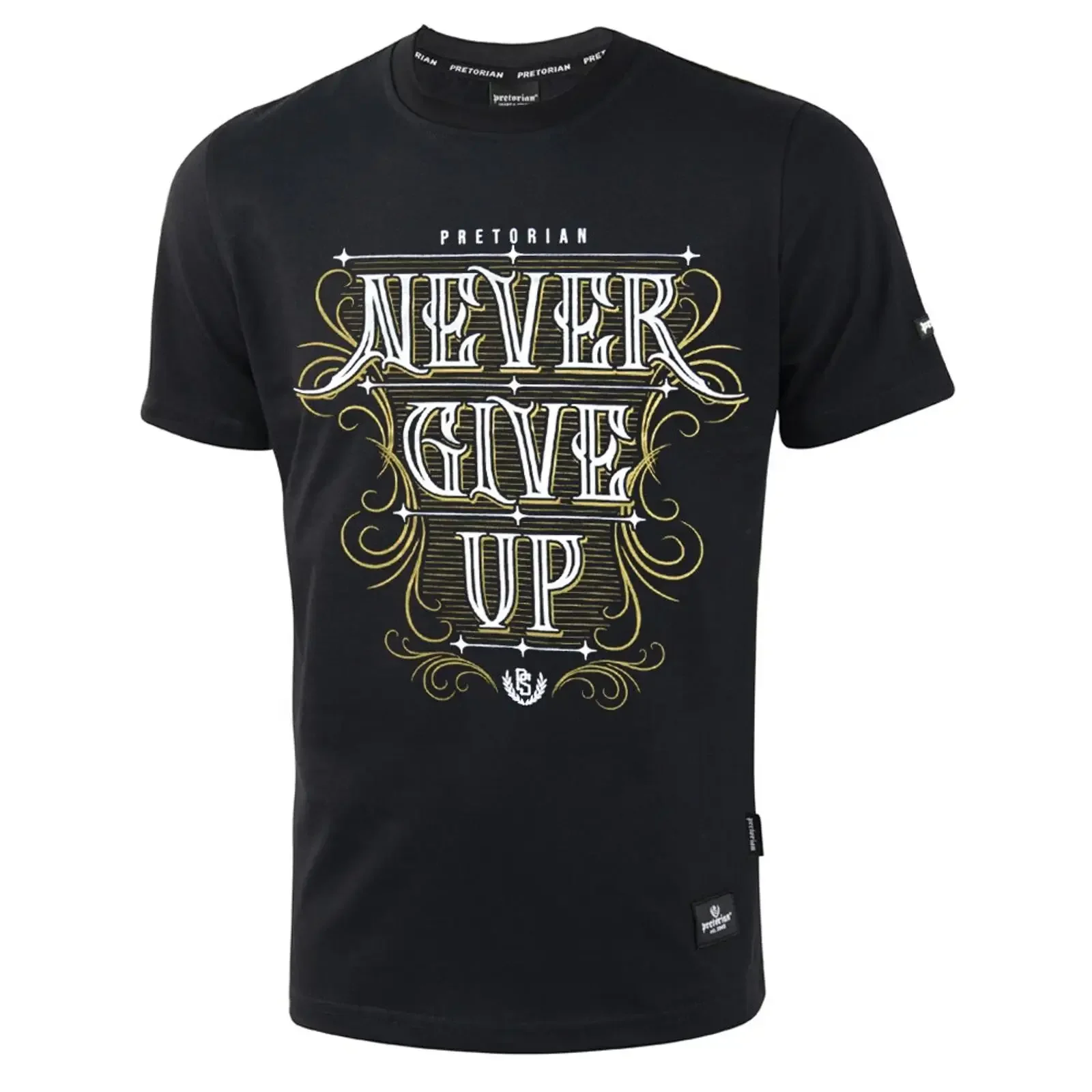 T SHIRT PRETORIAN Herren Koszulka Pit Bull Hooligans Freizeit schwarz Never Give Up vintage Washed Versatile Comfortable