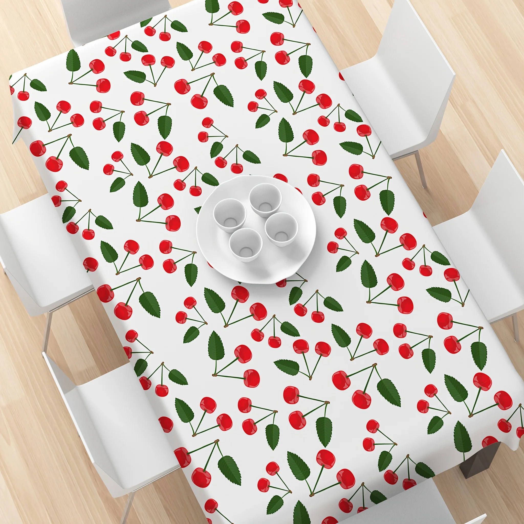 One rectangular tablecloth, summer fruit, cherry pattern tablecloth