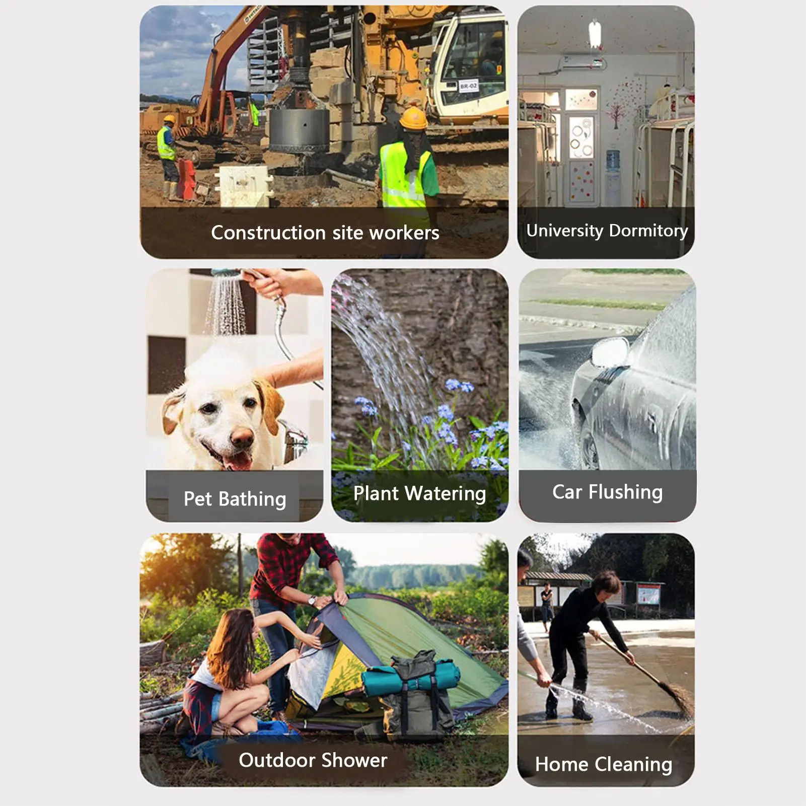 قابس سيارة 36 وات، دش تخييم محمول، تدفق قابل للتعديل، منفذ ثلاثي الأبعاد، سهل التركيب