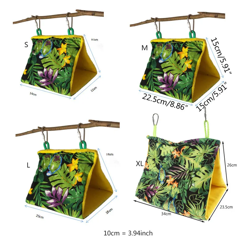 Bird Parrot Nest Hanging Cage Tent for Small Pets Parrots Hammock Triangle Hut Shelter Nest Perch Stand Swing Bird Supplies