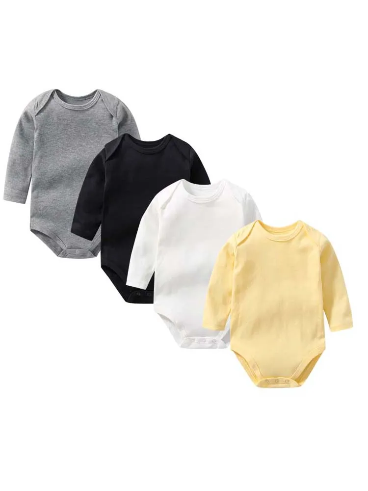 Baby Clothes 100% Cotton Short/Long Sleeve Solid Baby Bodysuit for Boys Girls 0-24M Soft Unisex Onesie Romper Newborn Outfit