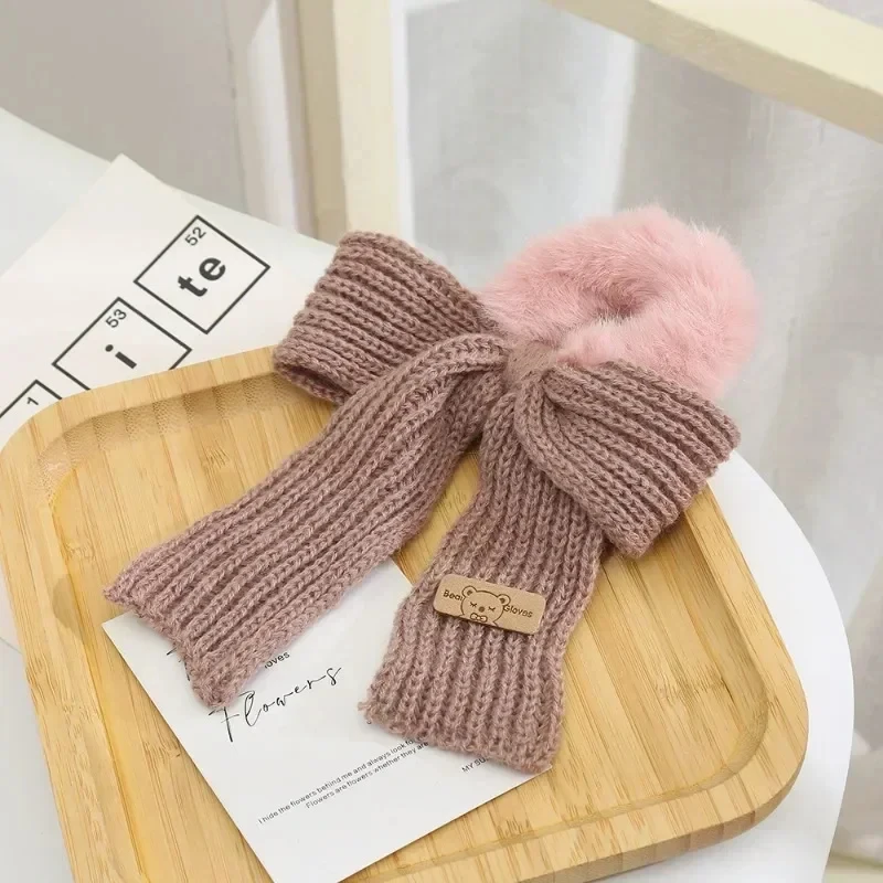 New Solid Bowel Hair Rings Knitted Wool Bow Hair Tie Hair Accessories for Girls Autumn and Winter Woolen Butterfly Hairs Band