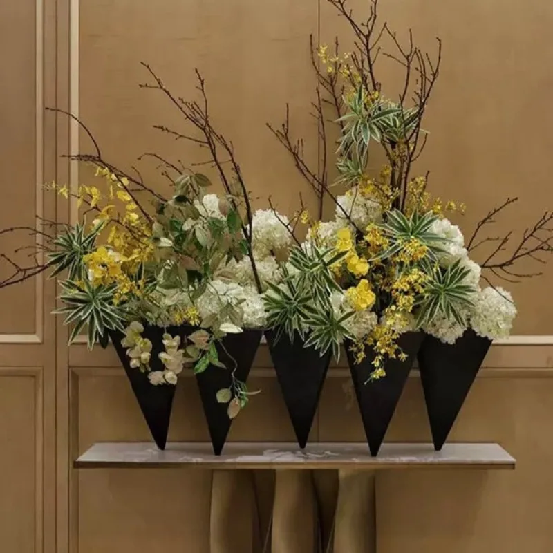 New wrought iron flower hydroponic vase, living room B & B hotel entrance decoration