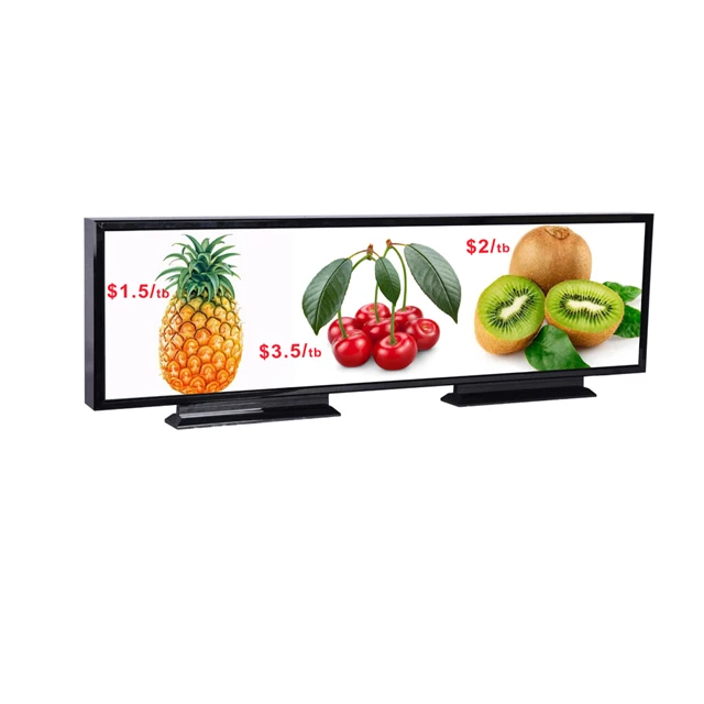 Ultra Thin Bar Lcd Double - Sided Advertising Machine On Top Of Supermarket Shelves With Touch