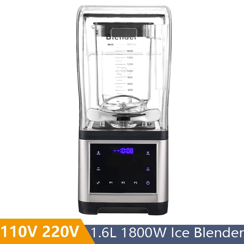 Touch Screen Control 110V 220V Soundproof Food Mixer 1600W for Bubble Tea shop Heavy duty food blender Ice Smoothis Maker 1600ml