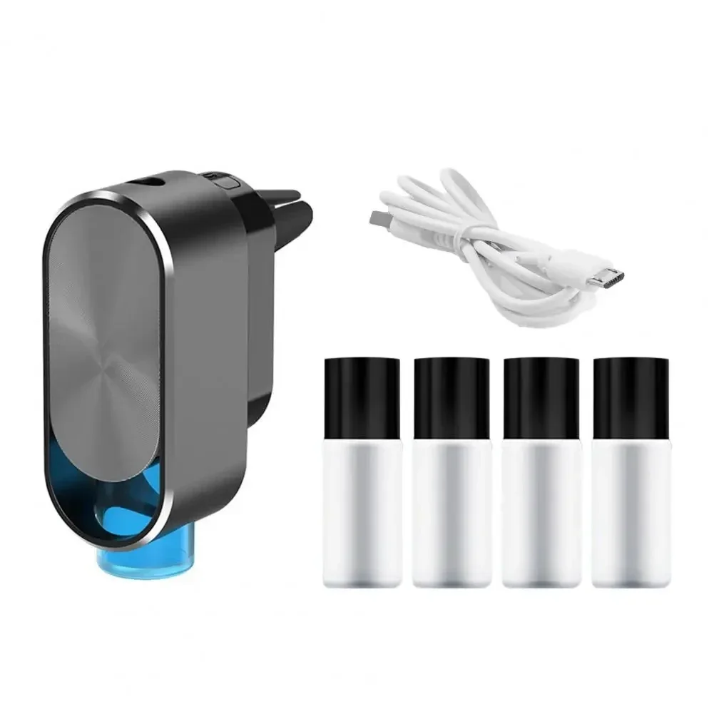 Smart Car Air Freshener Ultrasonic Atomizer with Vent Clip Long-lasting Adjustable Concentration Built-in Battery Car Diffuser