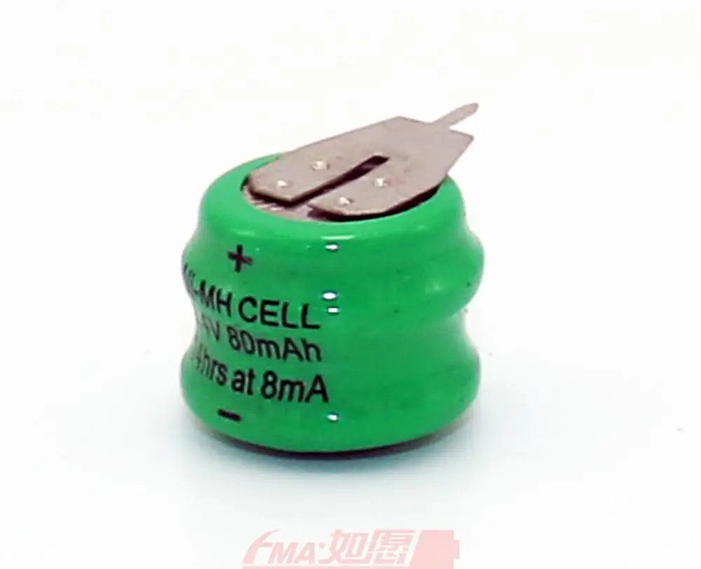 FMA 2.4V 80MAH Ni-MH Rechargeable Battery for PLC CNC Data Backup Power Battery  w/2Pin tabs