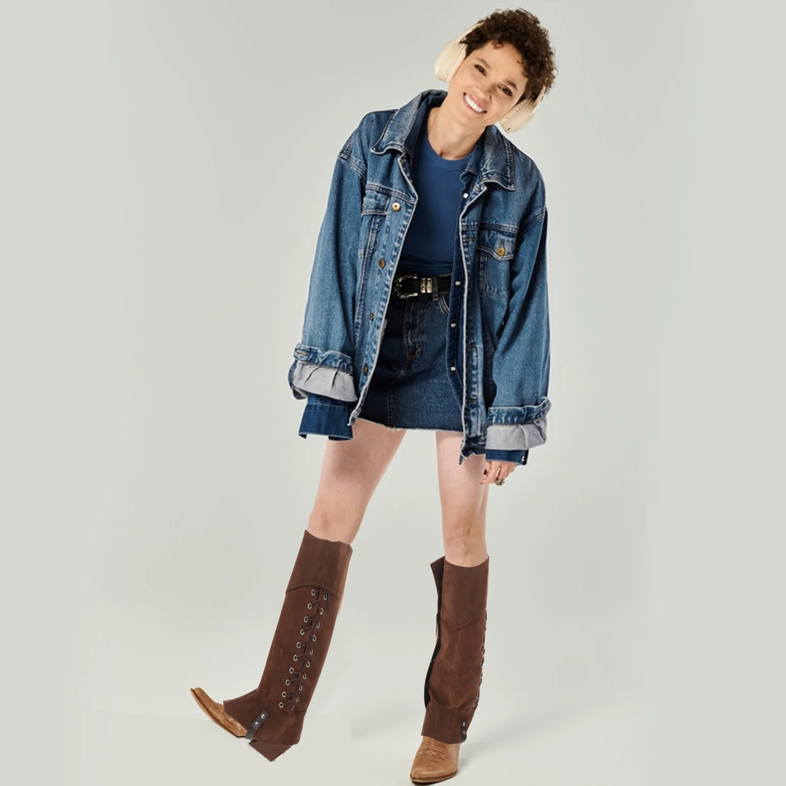 1Pair Brown Steampunk Boot Covers Men Medieval Renaissance Costume Shoe Gaiters for Cosplay Historical Reenactments Halloween