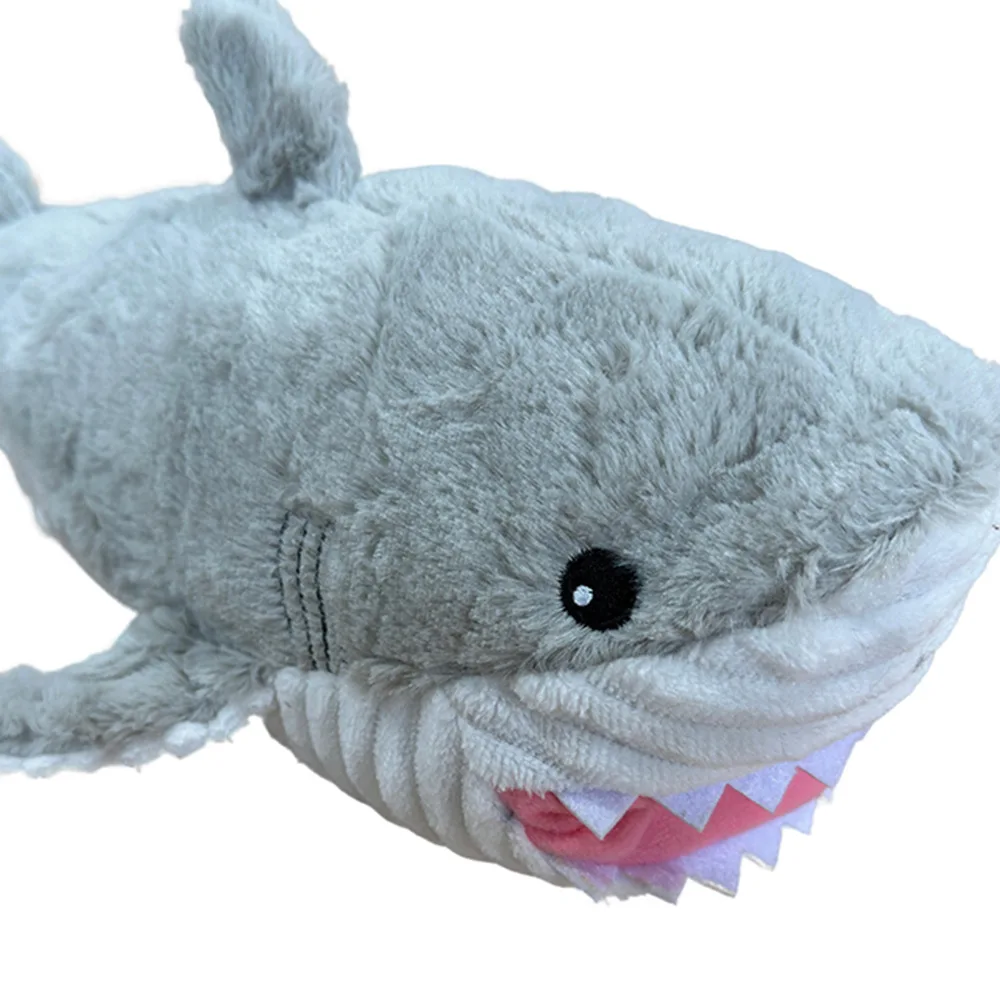 لعبة الكلب القطيفة على شكل سمكة قرش - لعبة مضغ تفاعلية متينة مضادة للعض، دمية رفيق محشوة ناعمة لتخفيف الملل، #1