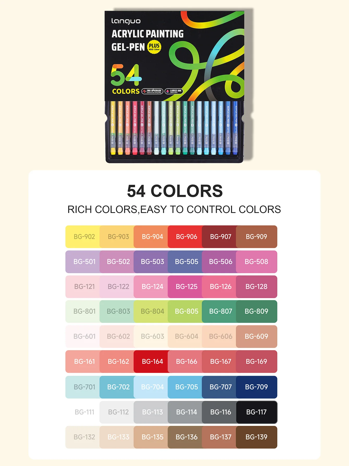 Languo 144/90/72/54/36 Farben Acryl-Malstift-Set Mehrfarbige Studenten-Handbuch-Stifte Zeichenmarker Schreibwaren ﻿ P650 – Detail 9