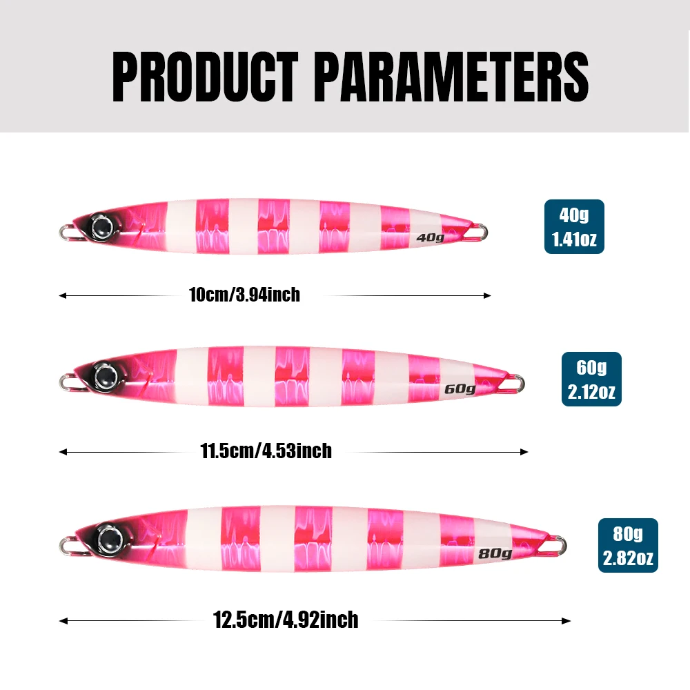JIGGING PRO Vertical Short Metal Jig 40g 60g 80g UV Glow Fast Sinking Fast Jigging Saltwater Fishing Lure