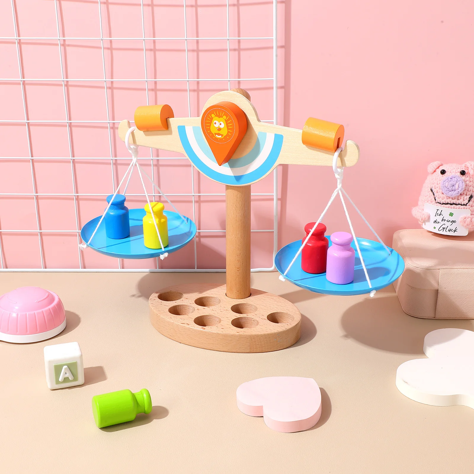 

Lion Balance Scale Wooden Math Educational Preschool Learning Early Development Coordination Counting Game Math Scale