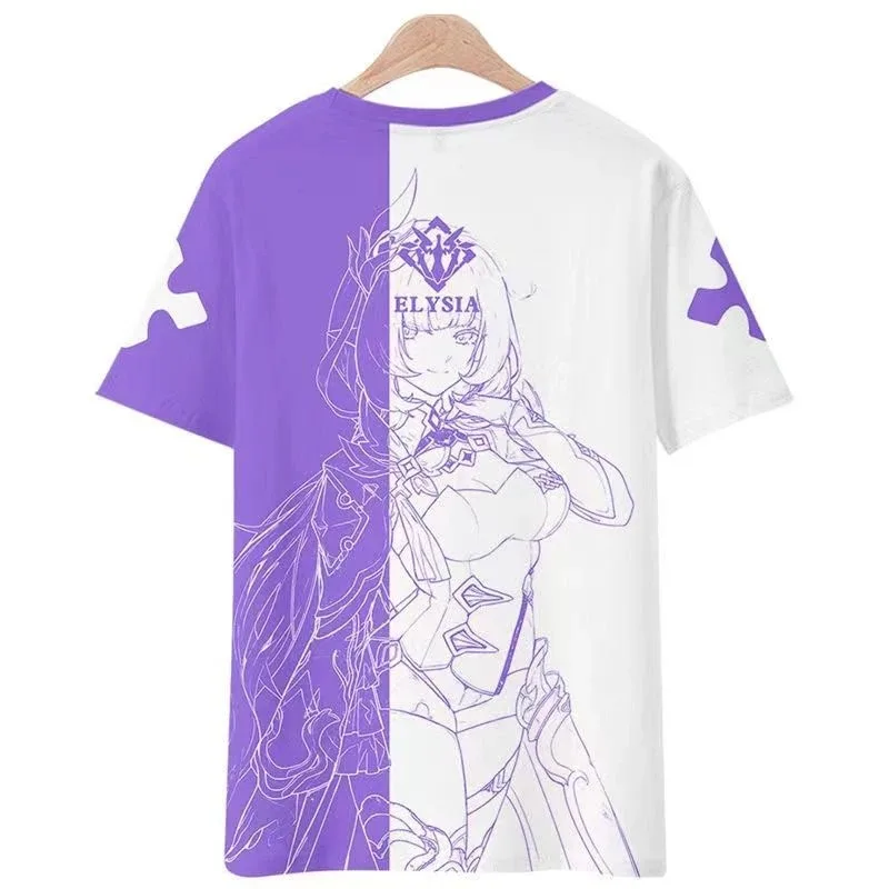 Short sleeve Elysia Cosplay T-shirt & shorts, Haori cover, casual streetwear, Kimono Harajuku Tops, Honkai Impact 3, summer