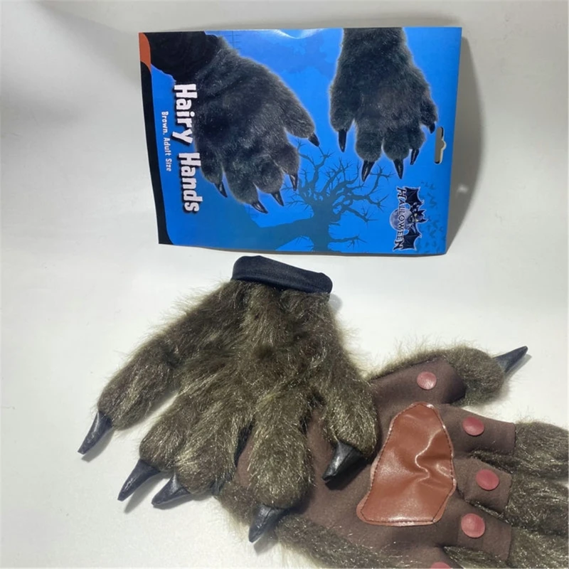 Anime Costume Gloves Werewolf Gloves Cosplay Beast Claw Hand Gloves Theme Party Handwear Winter Half Finger Hand Warmers