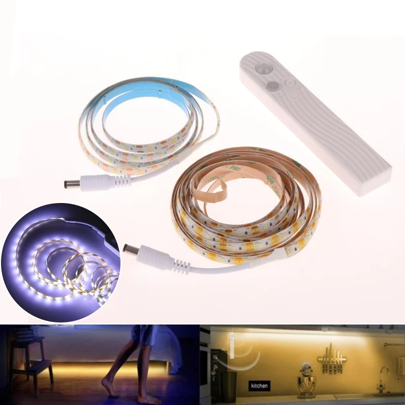 

New 1 Piece LED Light Strip Motion Sensor Light Cabinet Strip Lighting AAA Battery For Kitchen Wardrobe Cabinet Pantry Closet