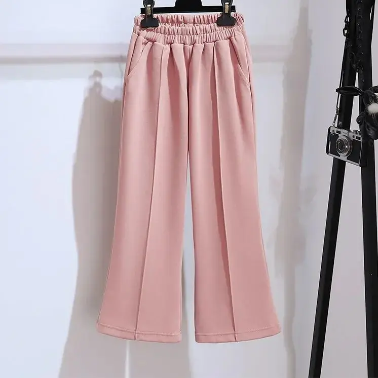 طقم بنطال واسع الساق للفتيات على الطراز الكوري مكون من قطعتين - بنطال مريح للرياضات والترفيه في الخريف للأطفال