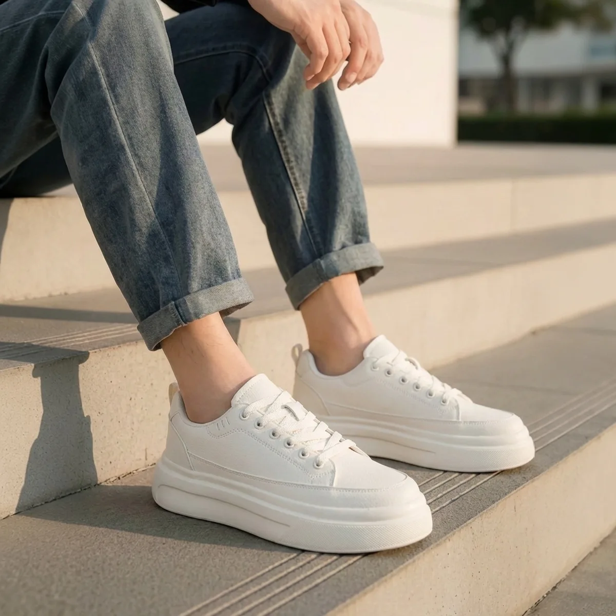 Neu eingetroffene Herren-Sneaker aus PU-Leder, bequeme Wanderschuhe, Freizeitschuhe, modische Herren-Tennisschuhe, Skateboard-Schuhe – Detail 7