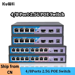 KuWFi 4 8 puertos 2,5G conmutador Ethernet POE/sin interruptor POE con 1*10G SFP interruptor de red VLAN para cámara IP/seguridad CCTV