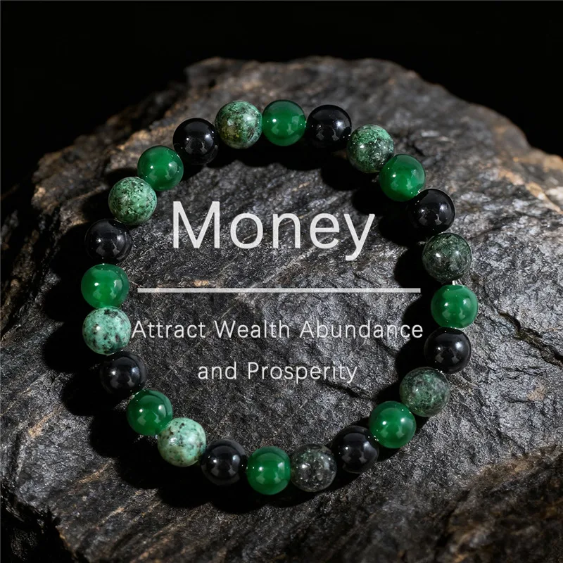 Fashionable 8mm Green Beaded Bracelet - Handmade Elastic Rope Bracelet - The Best Gift to Give