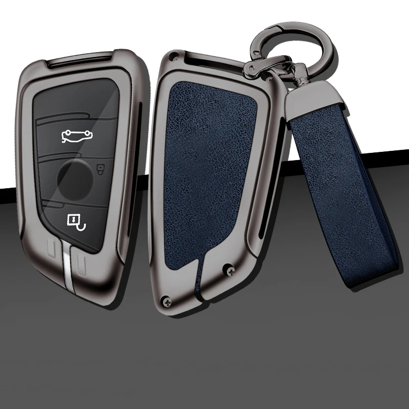 

Leather Car Metal Key Case Cover Shell Fob For BMW 1 2 5 7 Series X1 X3 X4 X5 X6 F15 F16 F48 G30 G38 525 540 740 Key Protector