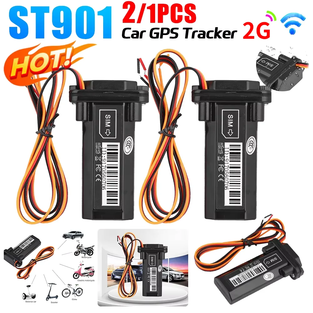 1-3PC 2G Mini Tracker ST-901L Waterproof Builtin Battery GPS for Car vehicle gps device motorcycle with online tracking software