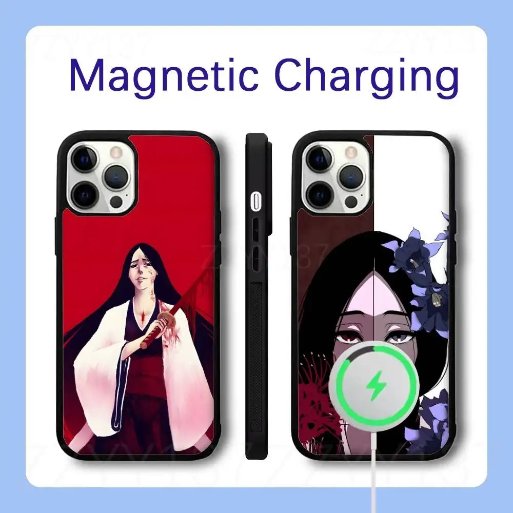

B-BleachS Unohana Phone Case For iPhone 16,15,14,13,12,11,Pro,Max,Plus,Mini,SE Magsafe Magnetic Wireless Charging