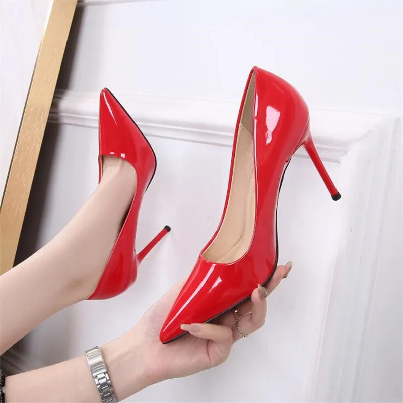 

2022 new spring and autumn women's shoes 10CM ladies stiletto high heels shallow pointed single shoes large size shoes 35-46