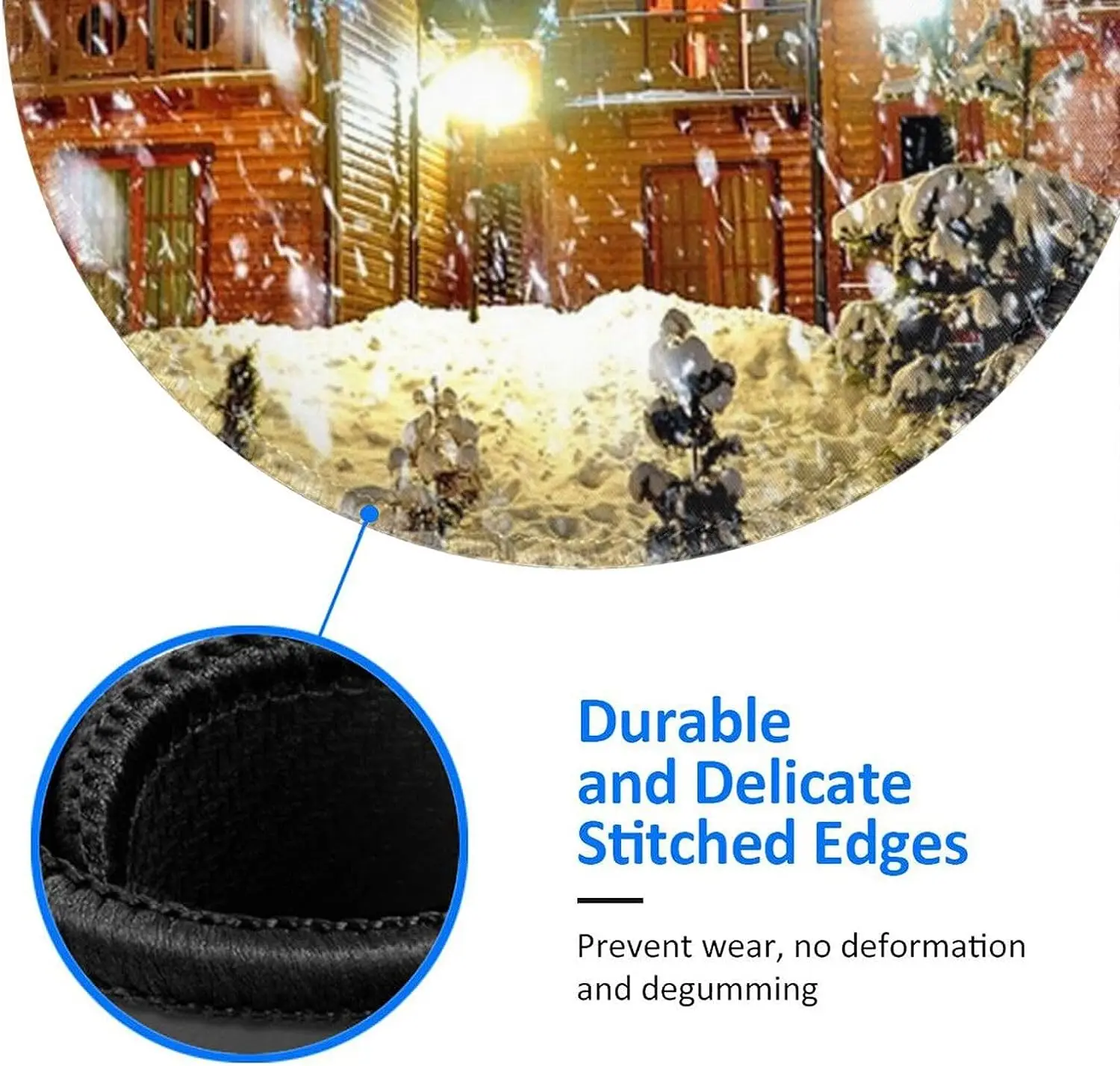 Christmas Landscape Print Mouse Mat with Non-Slip Rubber Base Cute Round Mousepad for Laptop Computer Office Work 7.9x7.9 Inch