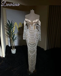 Elegant Pearls Cocktail Dresses Mermaid Long Sleeves Simple Evening Dresses Wedding Party Dresses Vestidos De Cóctel customized