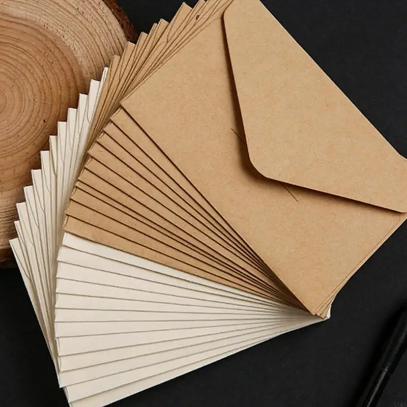 

CORA 20Pcs Retro Envelopes 4x2.76Inch Small Flipping Envelope For Invitation Mailing