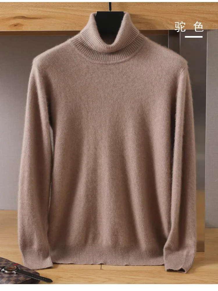 Herren-Pullover aus 100 % reinem Nerz-Samt-Kaschmir mit hohem Revers, gestrickt, für den Winter, neue Oberteile, langärmelige High-End-Pullover – Detail 12