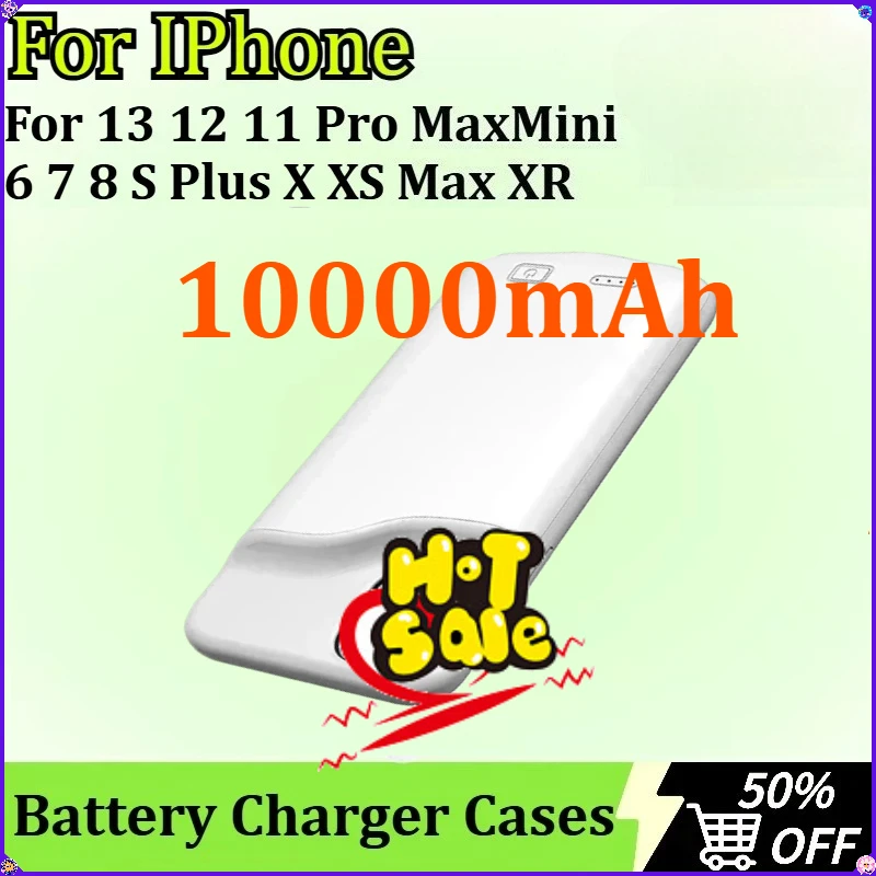 آيفون 13 12 11 برو MaxMini 6 S 7 8 Plus X XS Max XR حافظة شاحن بطارية قوة البنك شحن حافظة 10000mAh مع الصوت