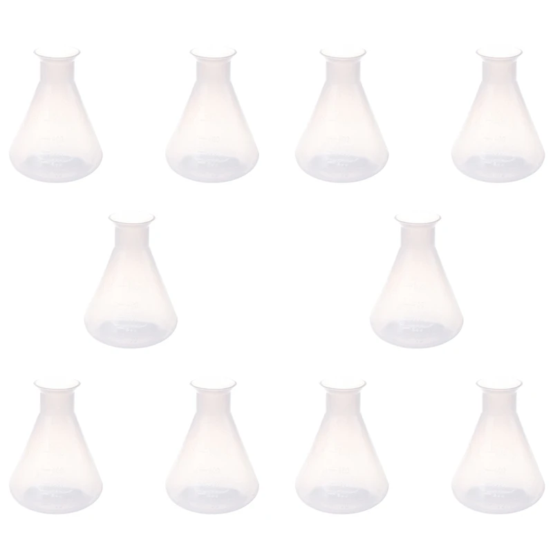 

10X 500 мл прозрачная пластиковая лабораторная химическая коническая колба для хранения бутылок