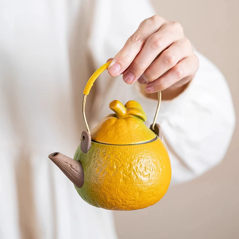 Big Lucky Tangerine Ti Liang Pot Characteristic Teapot Rough Pottery Household Tea Brewer Creative Ceramic Kung Fu Tea Set