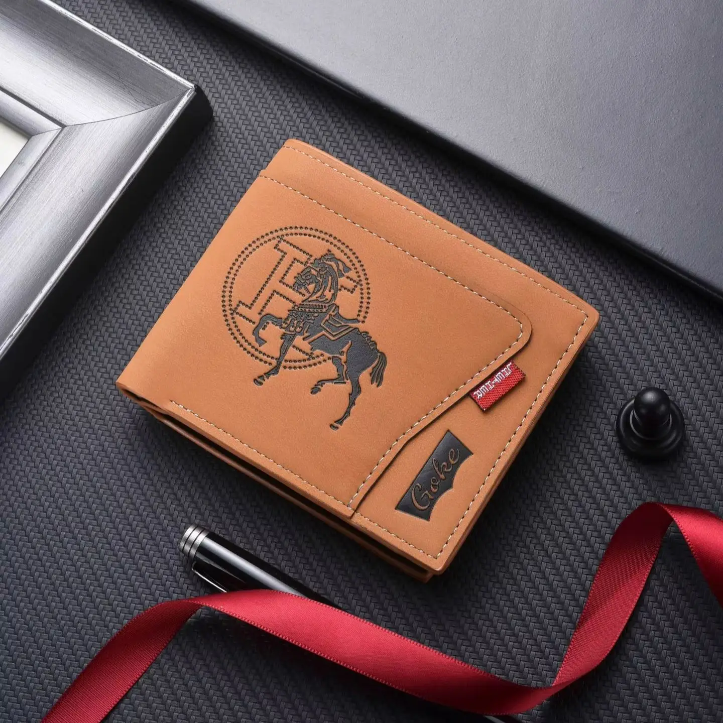 Genuine Leather Wallet Men RFID Blocking Bifold Front Pocket Wallet Minimalist Credit Card Holder Cash Money Clip