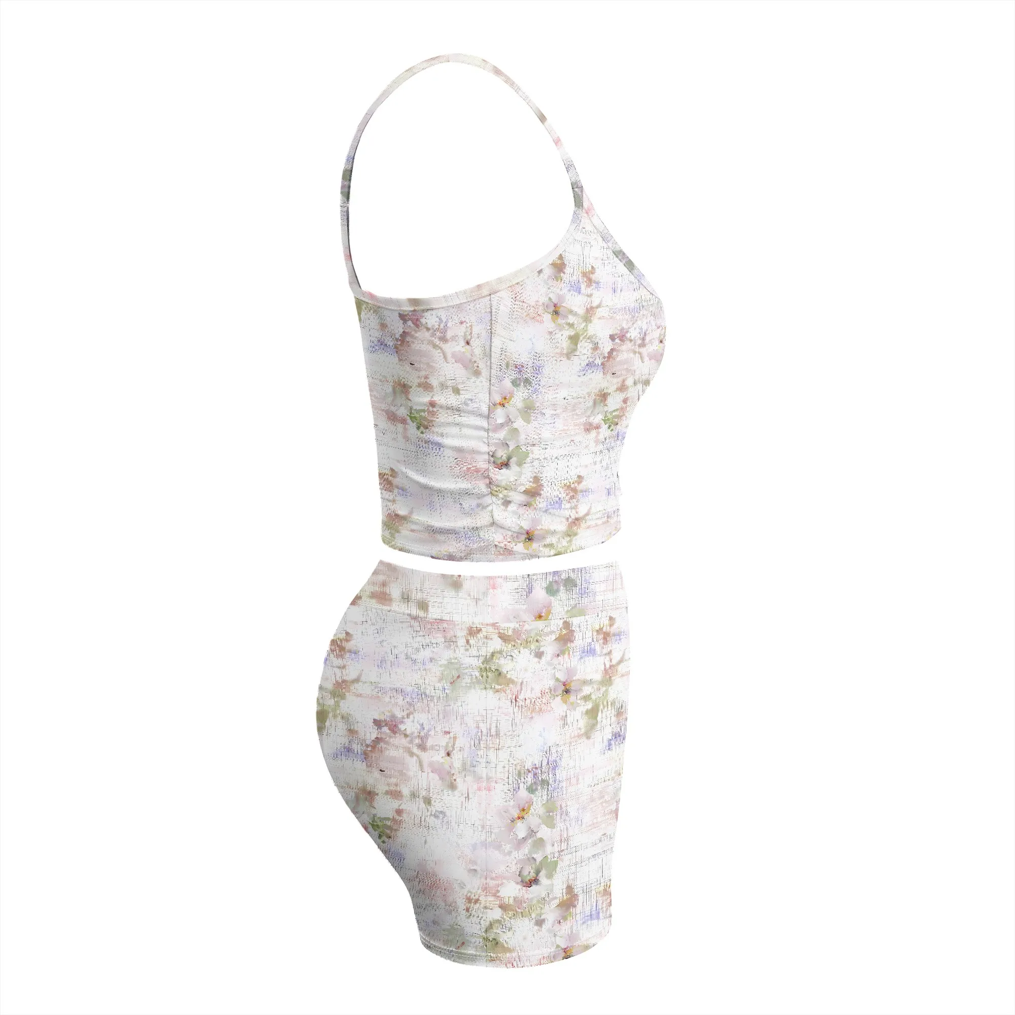 Floral Print Cami Set, Pastel Flower Top & Shorts, Summer Lounge Wear, Beach Vacation Outfit, Casual Daily Look, S-2XL