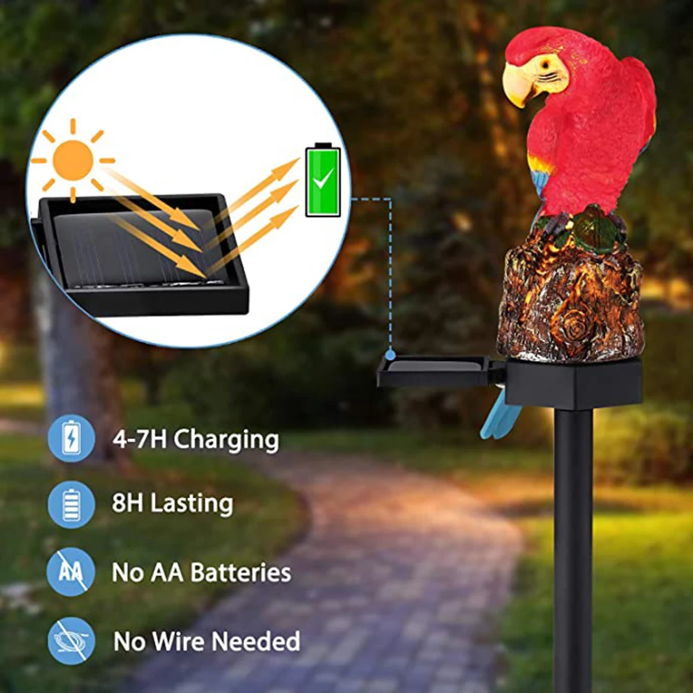 

Garden Light Parrot Design Decorative Ground Plug Lawn Solar Powered Energy Saving Yard Lighting High Quality Material Easy
