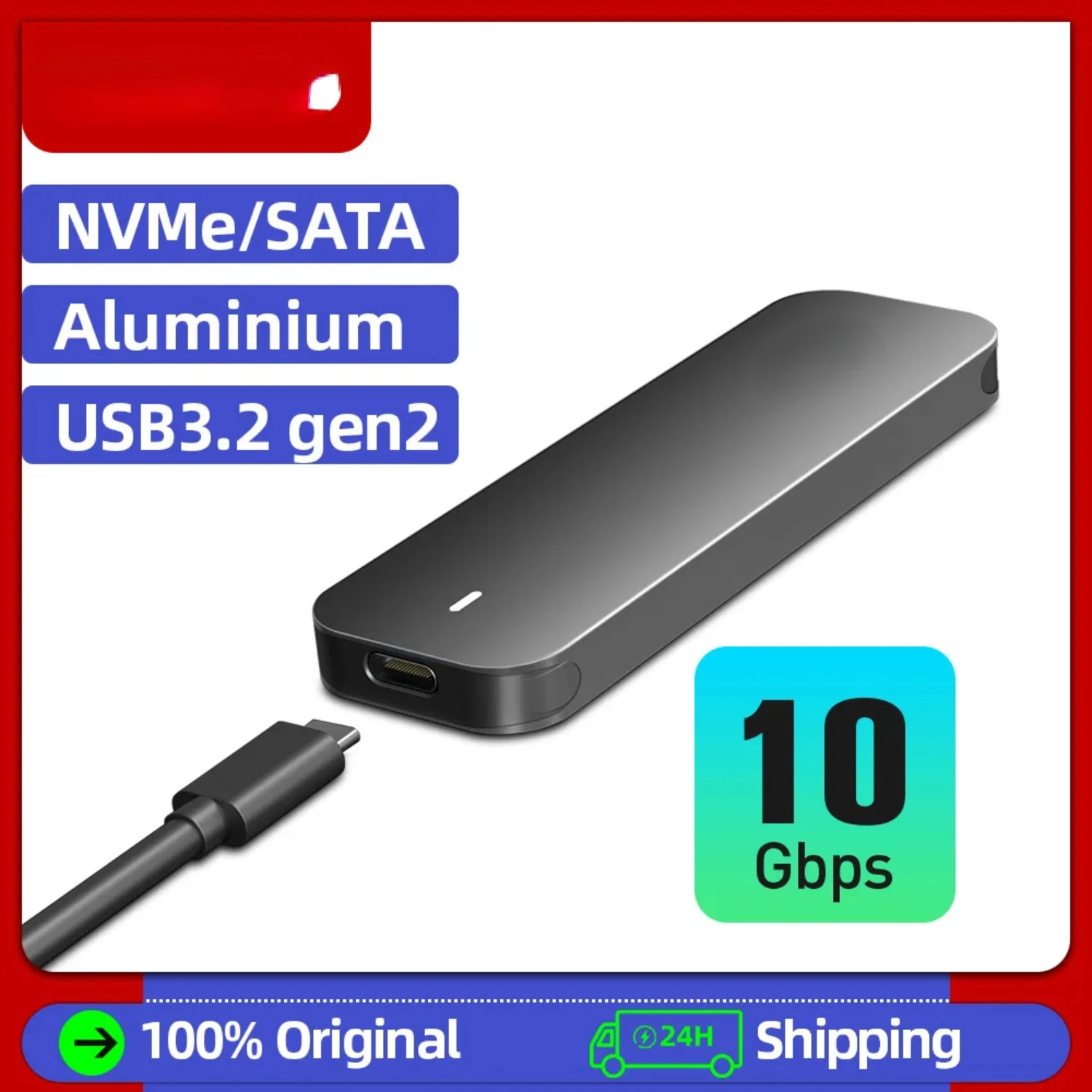 M2 SSD Case NVME SATA 10Gbps Dual Protocol M.2 to USB Type C 3.1 SSD Adapter  NVME PCIE NGFF SATA SSD Disk Box M.2 SSD